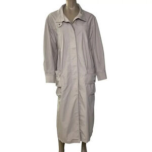 Time Collection Lightweight Pleated Long Trench Coat Women Size 8 Tan Oversized